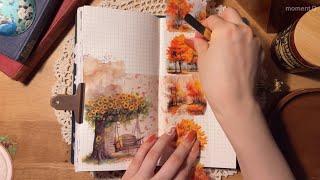 ASMR 가을을 즐겨요 다이어리 꾸미기 Art Journaling #scrapbooking #papertherapy #collage #コラージュ