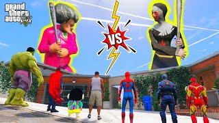 Evil Nun Fight with Scary Teacher 3d For Number 1 Villain in GTA 5 | GTAV Avengers | A.K GAME WORLD