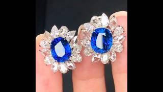 Royal Blue Unheated Sapphire Earrings #jewelry #gemstonejewelry #sapphirejewelry #studearrings