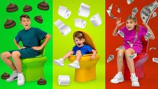 Triple Color Toilet Challenge with Vania Mania Kids!