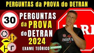 EXAME do DETRAN 2024. SIMULADO da PROVA de LEGISLAÇÃO do DETRAN 2024. PERGUNTAS do TESTE TEÓRICO.