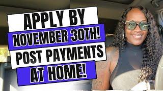 ‍️APPLY BY NOVEMBER 30TH! GET PAID TO POST PAYMENTS AT HOME! WORK FROM HOME JOBS 2024