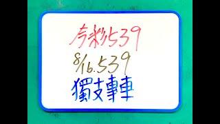 【今彩539】8月16日(五)獨支專車  #539