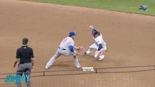 Javier Báez gets Ben Gamel with the fake tag, a breakdown