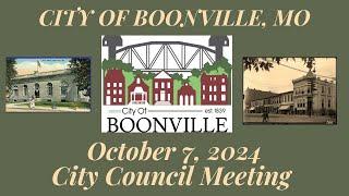 City Of Boonville, Missouri Council Meeting on October 7, 2024 at 7:00 pm