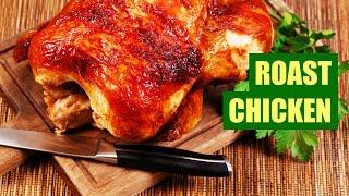 Roast Chicken Recipe (Oven Baked Chicken) Salad and Baked Potatoes (2021)