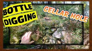 2025 Cellar Hole Metal Detecting and Bottle Digging Adventure 1800s Cellar Hole ~ PART ONE ©