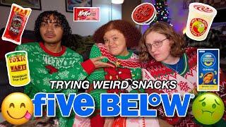 trying WEIRD snacks from Five Below! (with my husband and cousin) | vlogmas day 10