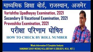 RBSE RESULT 2021 Varishtha Upadhayay/Praveshika/Secondary & Vocational Examination, 2021 DECLARED