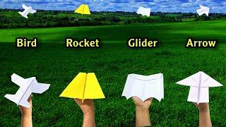 4 best flying bird plane, flying 4 best paper plane, best 4 flying ideas, bird, rocket, glider arrow