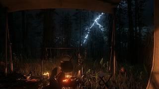 Camping Alone In The Woods During A Thunderstorm | RDR2 ASMR