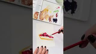 Painting a Cheesecake using gouache #satisfying #satisfyingpainting #gouache #arttimelapse