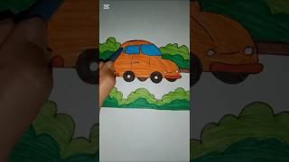 car drawing on the road #drawing #youtube #beginnerarttips #art #drawingtutorial #colourdrawing