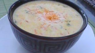 Easy Corn Soup with Shredded Carrots, Cheese, and Onion