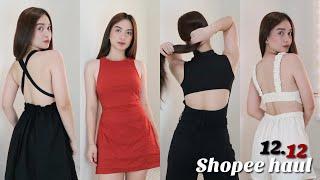 12.12 SHOPEE HAUL | AFFORDABLE TOPS AND DRESSES (CHIC & MINIMAL) | AS LOW AS 85 PESOS! + GIVEAWAY!!!