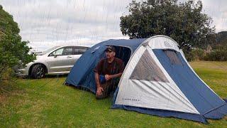 TENT CAMPING in Strong Wind & RAIN by the Coast