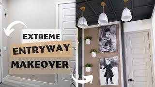 Extreme Small Entryway Makeover | Shiplap Ceiling | Color Blocks | DIY Floating Shelf