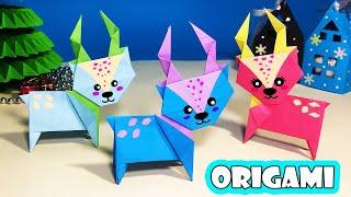 ОРИГАМИ ОЛЕНЬ Деда Мороза/НОВОГОДНИЕ ПОДЕЛКИ из БУМАГИ  Origami Santa's Reindeer / CHRISTMAS CRAFTS