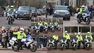 SEG (Special Escort Group) escort two big convoy out of Buckingham Palace and past!