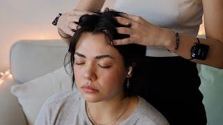 ASMR | Head Massage, Scratches, Hair Parting, Brushing, Adding Clips (Whisper, Real Person ASMR)