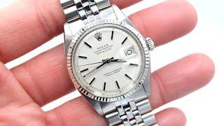 1971 Sharp Rolex Oyster Perpetual Datejust with White Gold Fluted Bezel Model 1601 Jubilee Bracelet