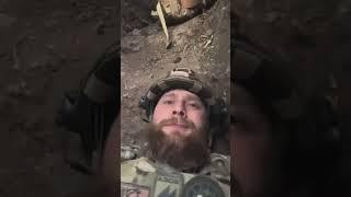 Ukrainian soldier films the moment a Russian munition hits his position.