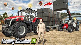 BLACK WRAPPING Square Bales & MASSEY Tractor In Fs25 | Farming Simulator 25 | Timelapse |