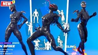 NEW SHE-VENOM Fortnite doing all Built-In Emotes, incl. Venom Unleashed Emote!