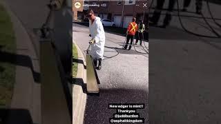 Sealcoat Edging at Walking Speed While Sealcoating Asphalt