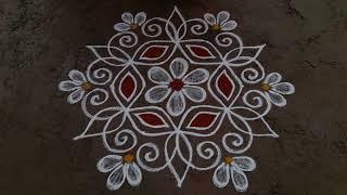 simple and easy rangoli design 5*3dots small beautifulkolam daily muggulu