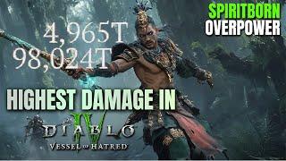 HIGHEST DAMAGE in Diablo 4 Vessel of Hatred - Spiritborn Overpower is CRAZY!