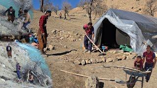 Nomadic Life in Iran: Building a Porch for a Nomadic Tent: Helping Nomadic Men Set Up a Tent