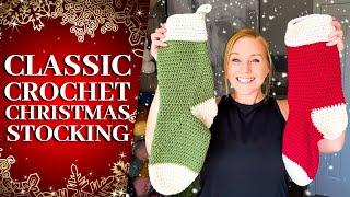 EASY Classic Crochet Christmas Stockings // Beginner Friendly // Step-By-Step Tutorial