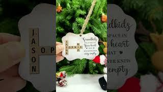 Grandkids Fill A Space In Your Heart Crossword Scrabble | Personalized Medallion Wooden Ornament