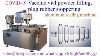 high speed linear 20ml vaccine vial auger powder filling,plug stopper with alu sealing machine