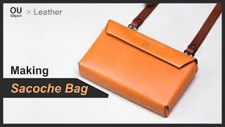 Leather | Making a simple sacoche bag / slash bag  / DIY / free pattern