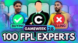 FPL GW28 EXPERT Transfers, Captains & FWD Replacements?  100 Experts Reveal Gameweek 28 Team Plans