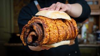 酥脆！多汁！旋风猪五花三明治！Porchetta Sandwish