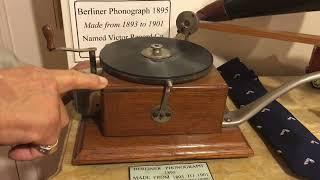 1895 gramophone by German American Emile Berliner, with Aldo Mancusi, at Enrico Caruso Museum