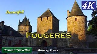 Medieval Fougeres Castle in Golden Morning Sun - Brittany, France 4K