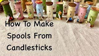 How To Make Mixed Media Spools From Candlesticks / Craft Fair: 1 middle aged woman makes all