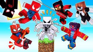 VIREI o AGENTE ANTI VENOM com todos ARANHAS em APENAS UM BLOCO no Minecraft