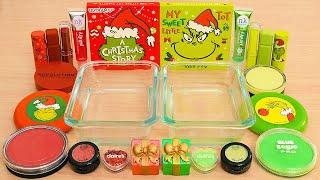 How the Grinch Stole Christmas Slime ASMR - Mixing Makeup Eyeshadow Into Satisfying Slime