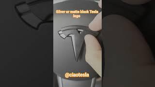 Silver or matte black Tesla logo! #ciaotesla #tesla #teslamodelyperformance #teslamodely #teslas