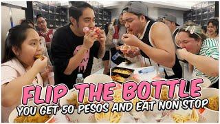 FLIP THE BOTTLE + NON STOP EATING CHALLENGE