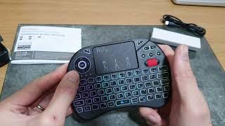 Unboxing RII Mini Wireless Multi-media Keyboard Touch Pad Mouse Scroll Button/LED/Rechargeable