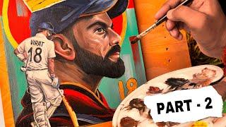 Virat Kohli Drawing,  Virat Kohli Painting,  Acrylic Painting Tutorial, ( Part 2 ) 