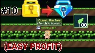 WL TO BLUE GEM LOCK #10! Making 100 Cosmic Hair Tree! (EASY PROFIT) - Growtopia