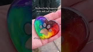 Fur and ash rainbow bridge pet memorial heart with paw print