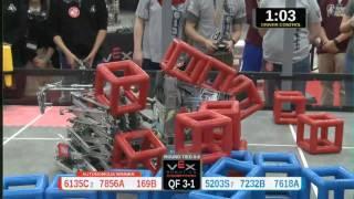 2015 VRC Tech QF3-1 - 6135C 7856A 169B vs 5203S 7232B 7618A - 96 to 74 - VEX Worlds 2015